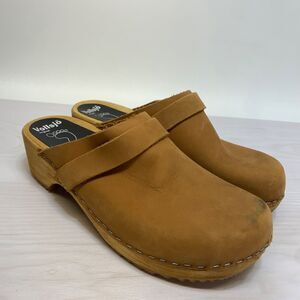 Vollsjo Swedish Design Clogs Suede Leather Wooden Slip On Shoes Womens  39/US 9